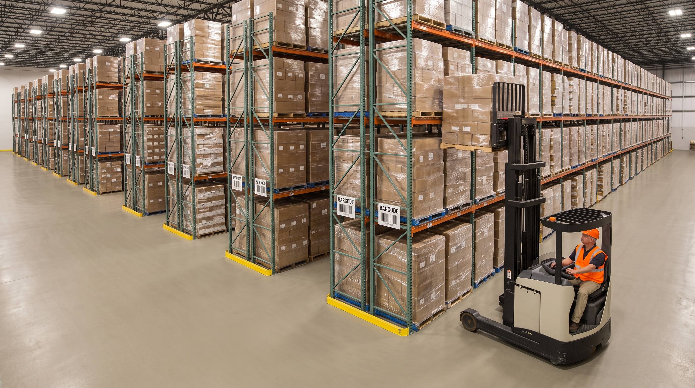 Large warehouse with forklift